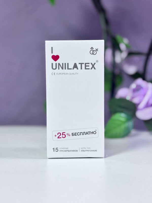 Презервативы Ультратонкие Unilatex Ultrathin 12шт+3 шт в подарок 3015